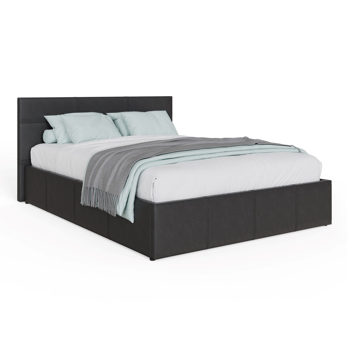 GFW End Lift Faux Leather Ottoman Bed Frame - Black 3