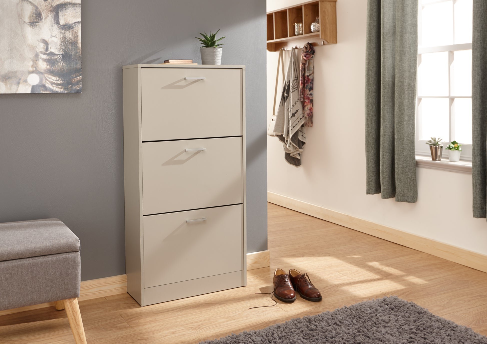 GFW Stirling Three Tier Shoe Cabinet - Grey 2