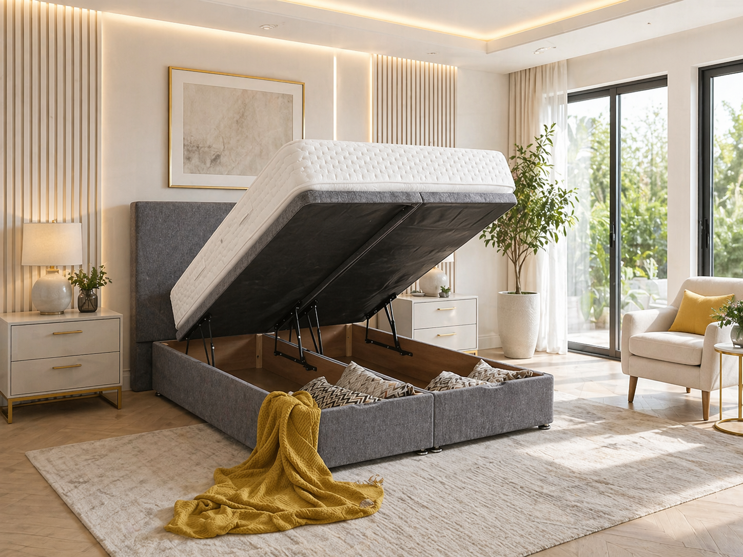 The Signature Electric End Opening Ottoman Divan Base Open
