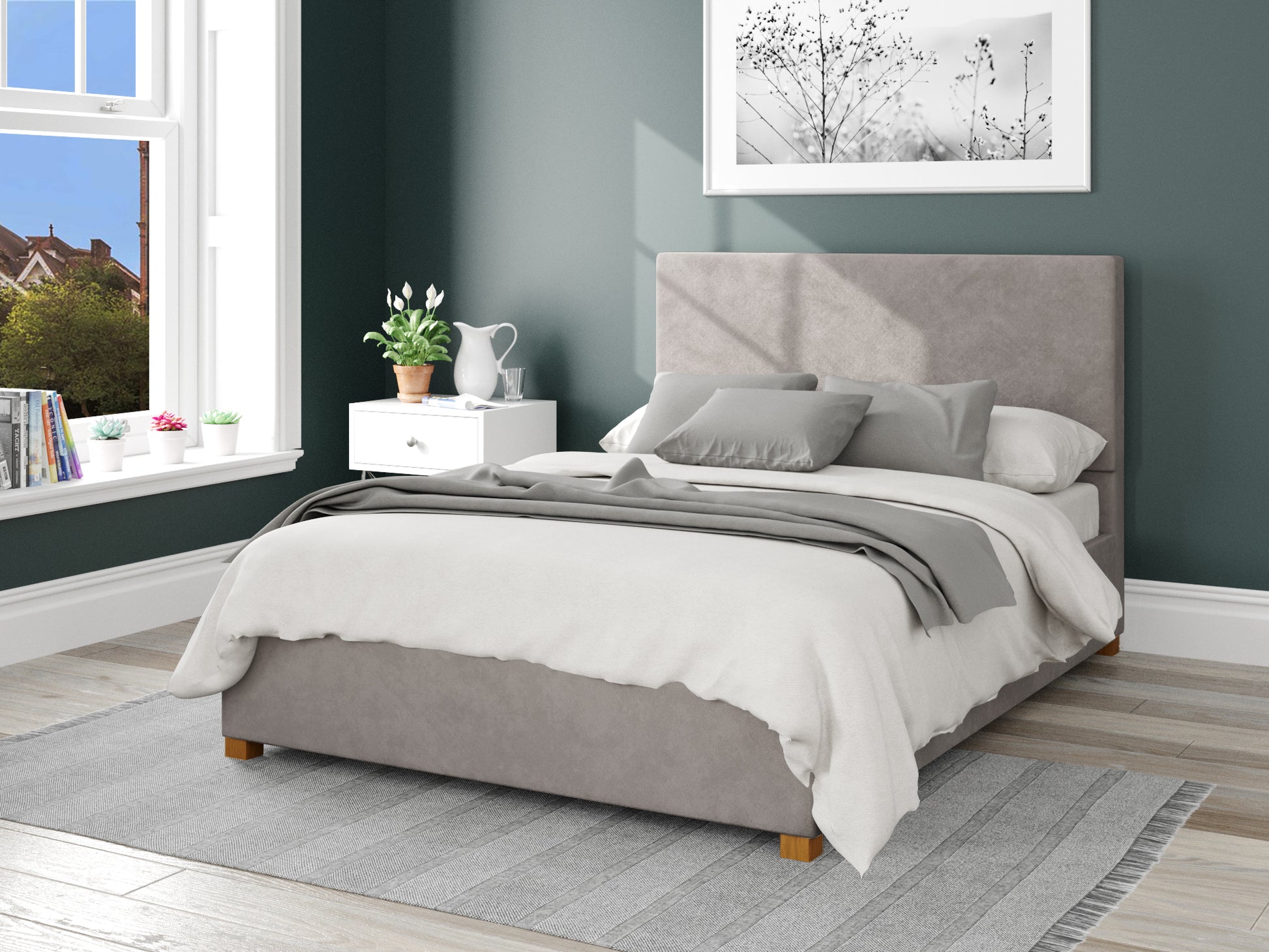 Larissa Fabric End Opening Ottoman Bed - Plush Velvet Silver