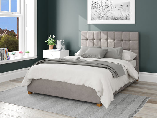 Helena Fabric End Opening Ottoman Bed - Plush Velvet Silver