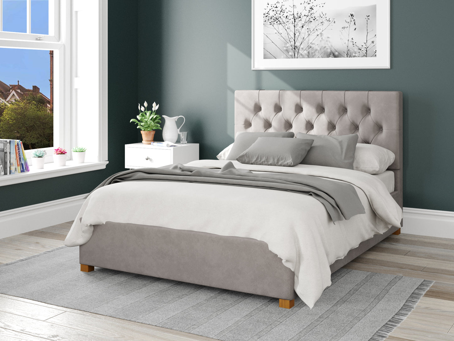 Carme Fabric End Opening Ottoman Bed - Plush Velvet Silver