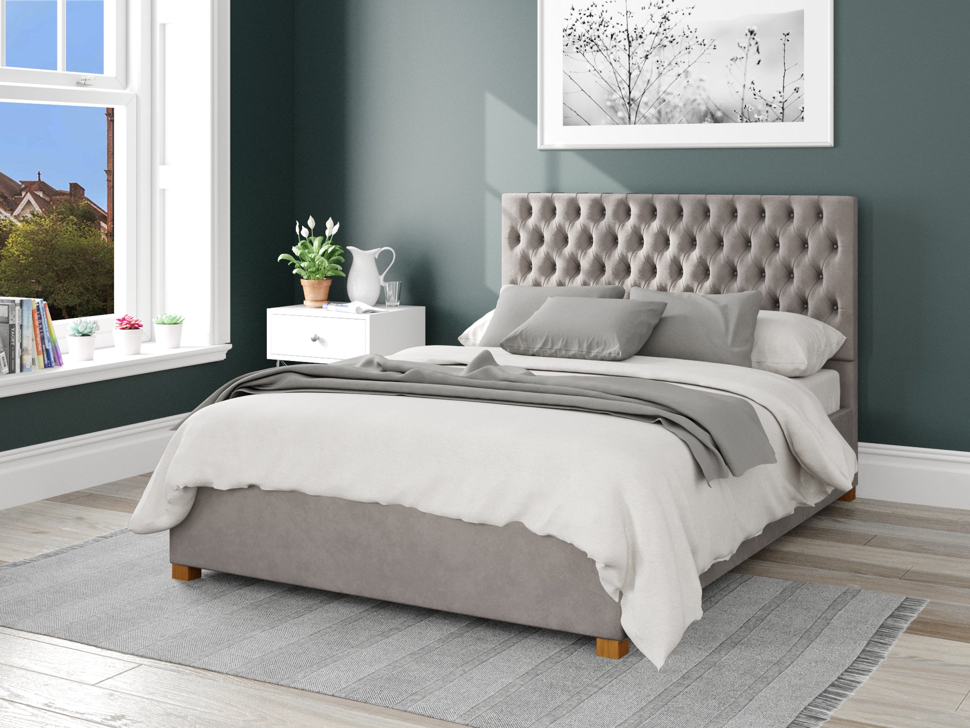 Elara Fabric End Opening Ottoman Bed - Plush Velvet Silver