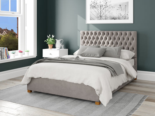 Elara Fabric End Opening Ottoman Bed - Plush Velvet Silver