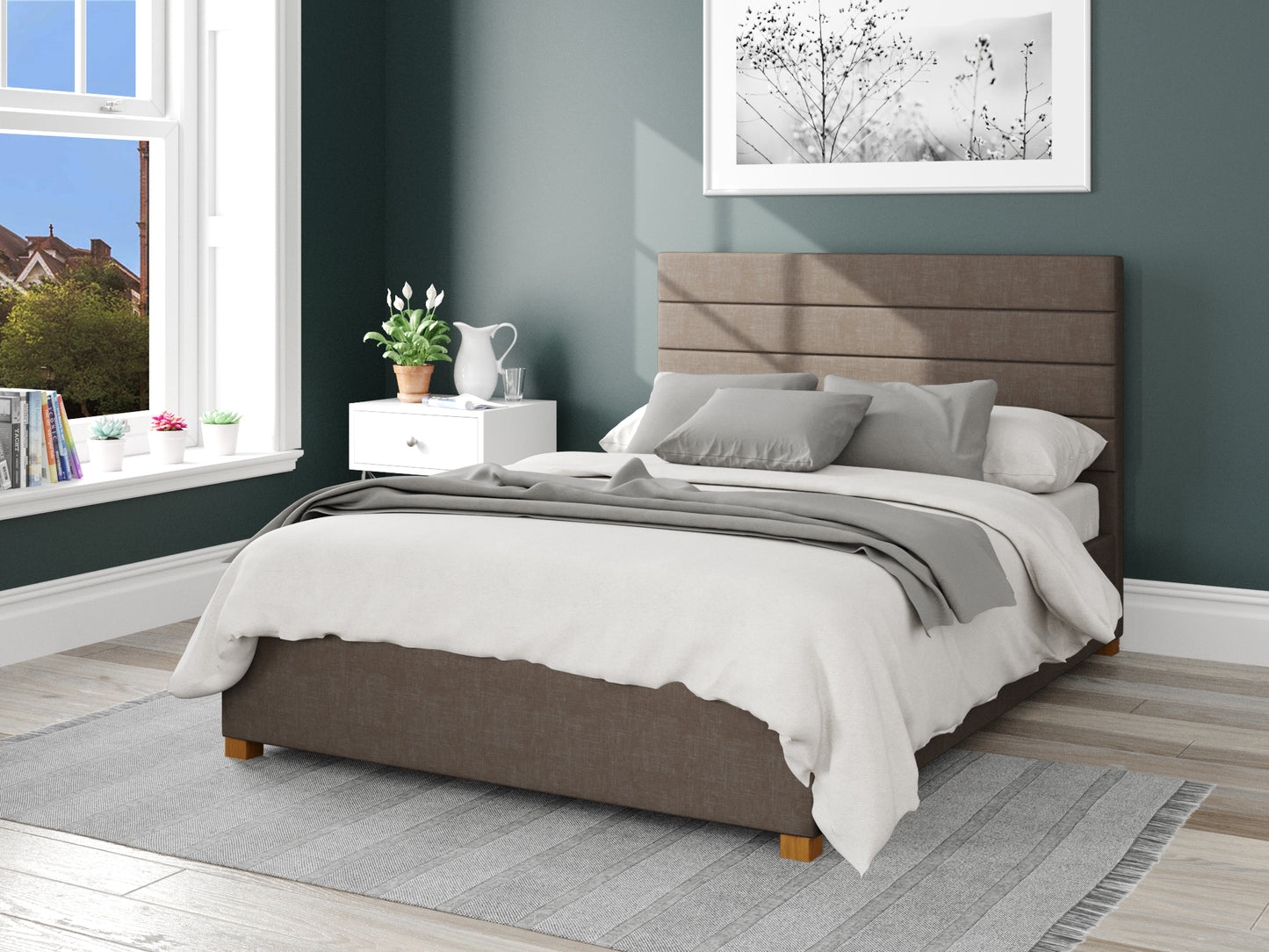 Calypso Fabric End Opening Ottoman Bed - Malham Weave Slate