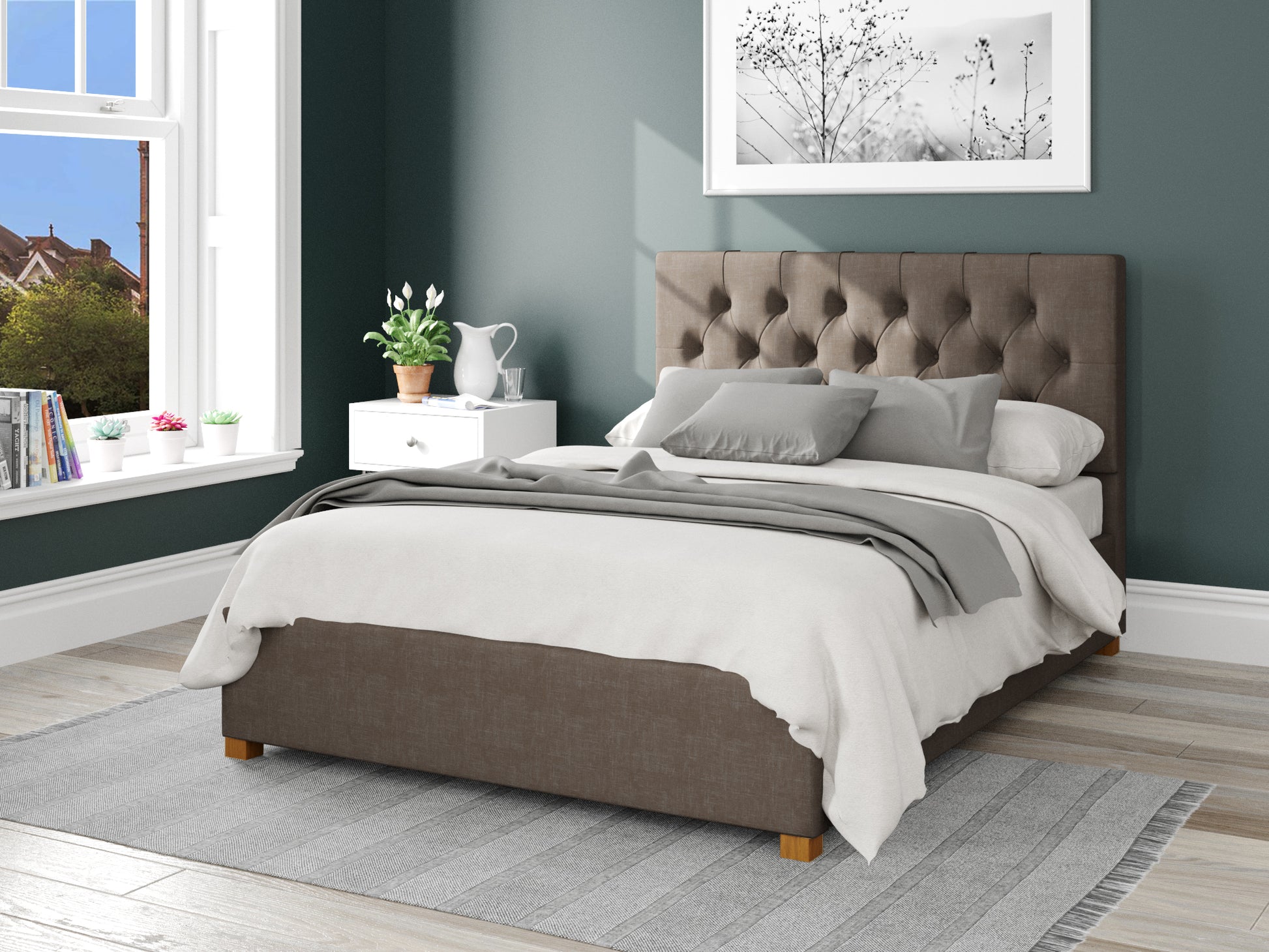 Carme Fabric End Opening Ottoman Bed - Malham Weave Slate