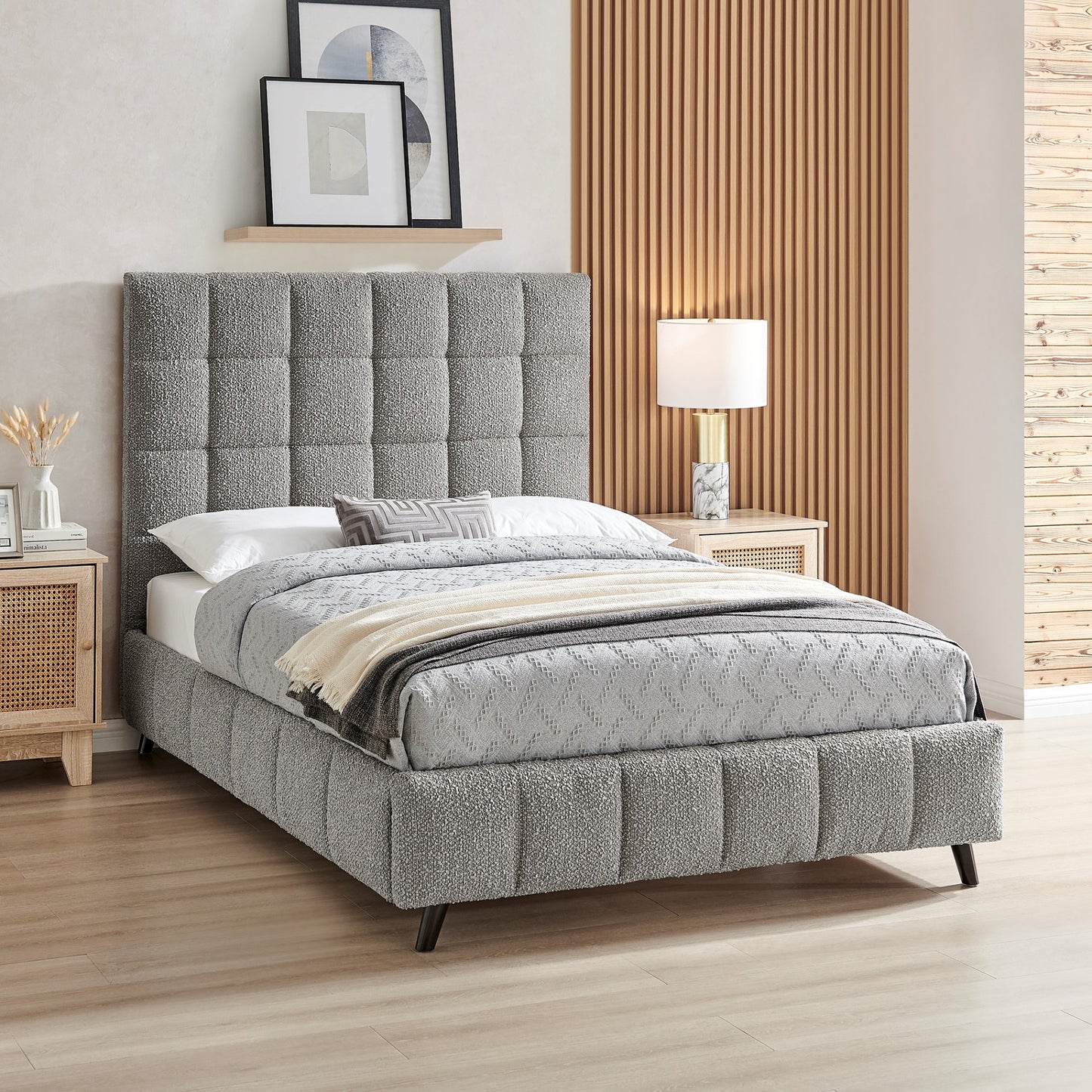 Limelight Starla Dove Grey Boucle Fabric Bed Frame - 