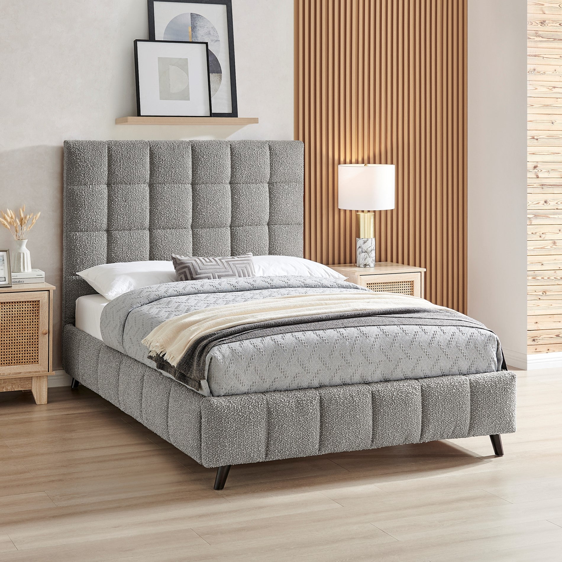 Limelight Starla Dove Grey Boucle Fabric Bed Frame - 