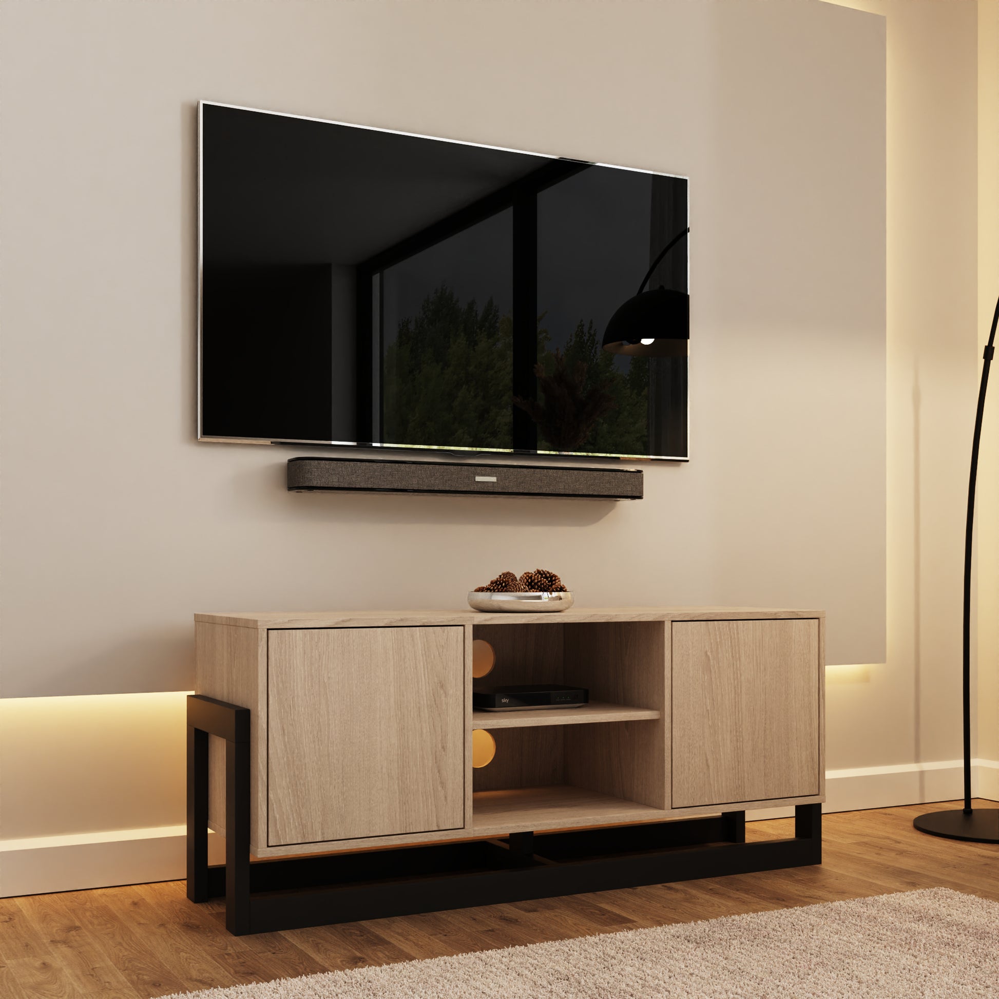 GFW Taite 2 Door TV Unit - Oak