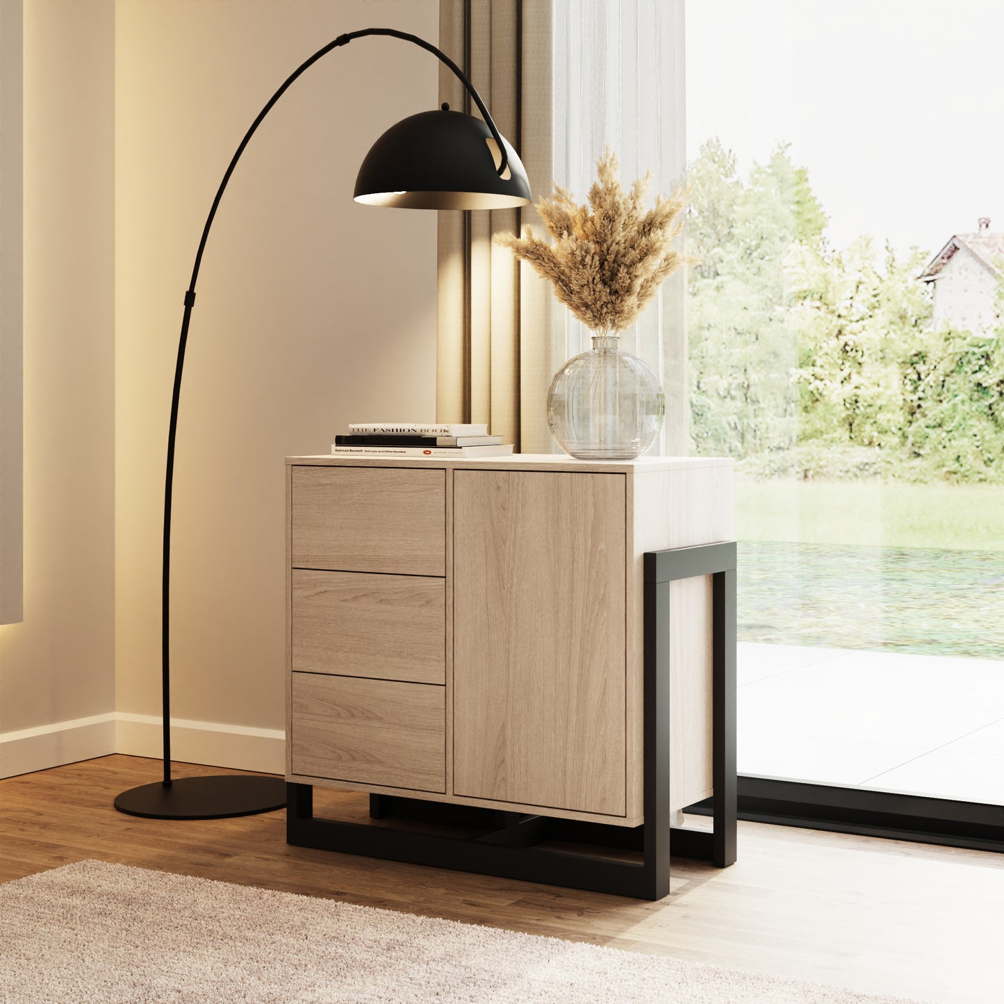 GFW Taite 1 Door 3 Drawer Sideboard - Oak