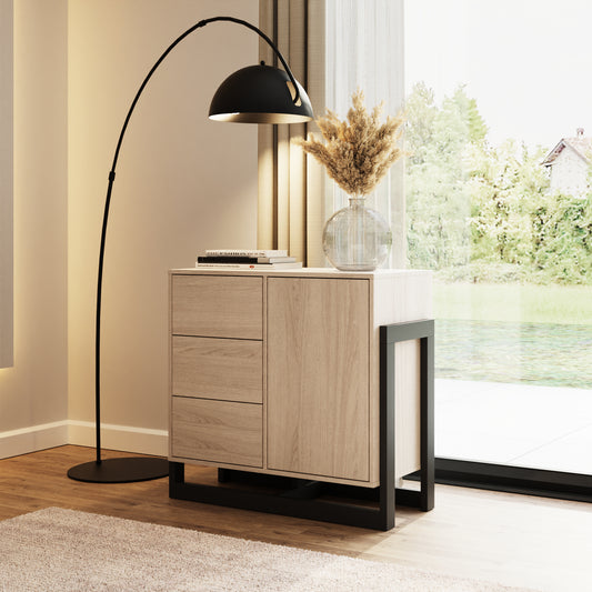 GFW Taite 1 Door 3 Drawer Sideboard - Oak