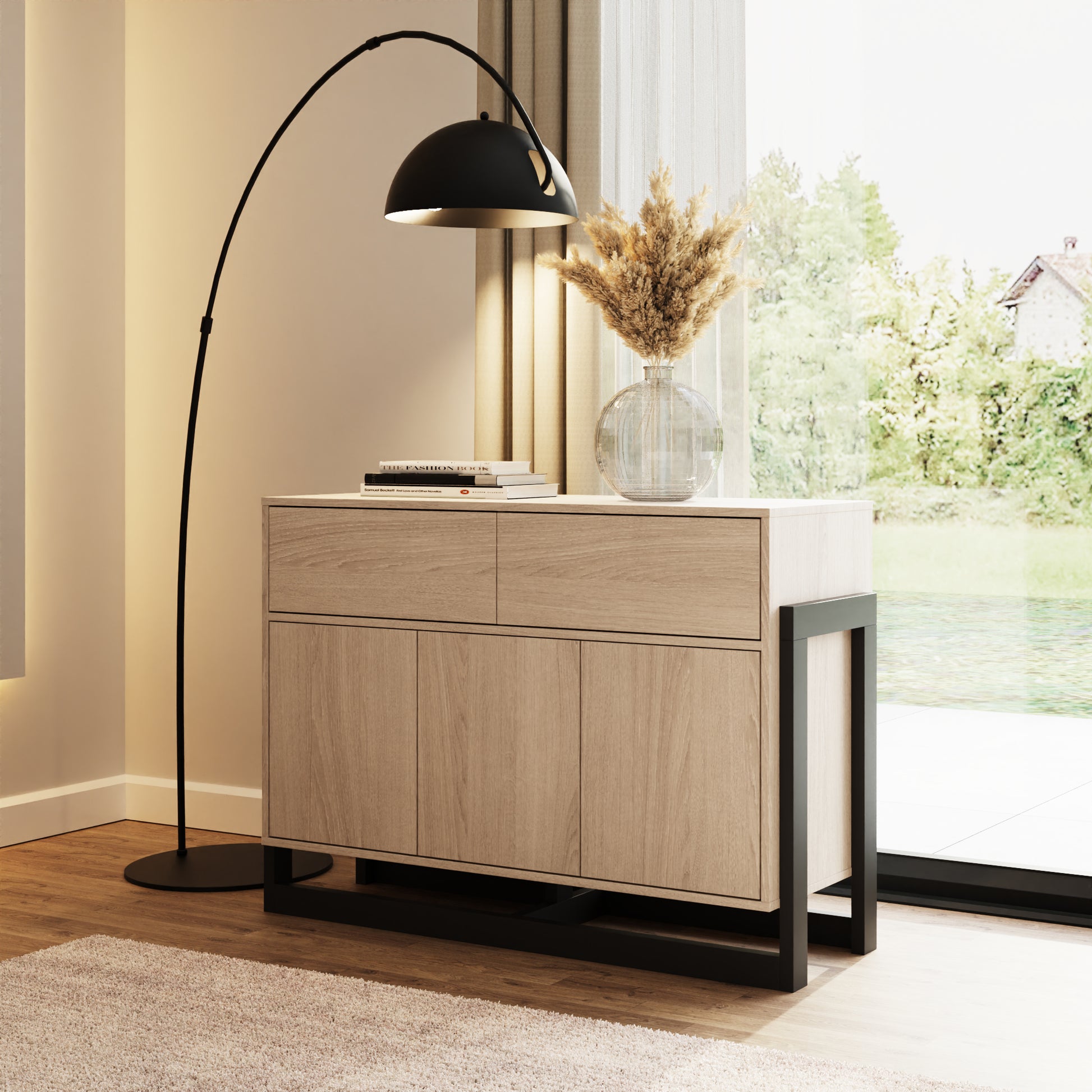 GFW Taite 3 Door 2 Drawer Sideboard - Oak