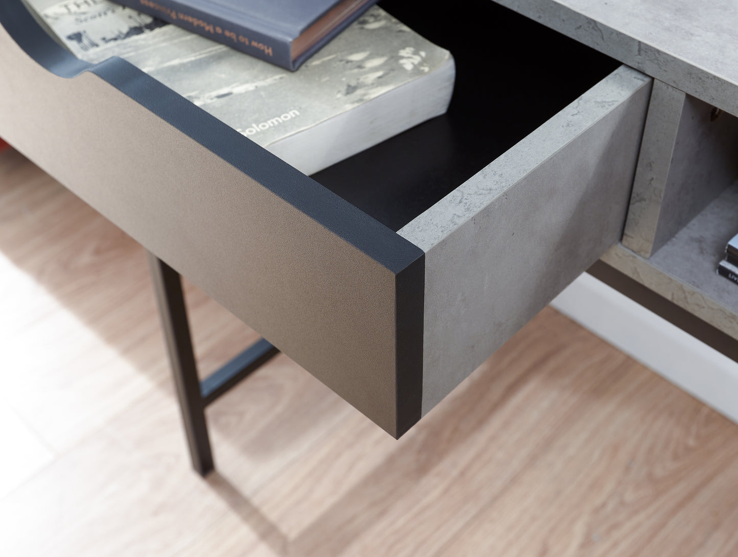 GFW Telford Computer Desk - Concrete & Black 3