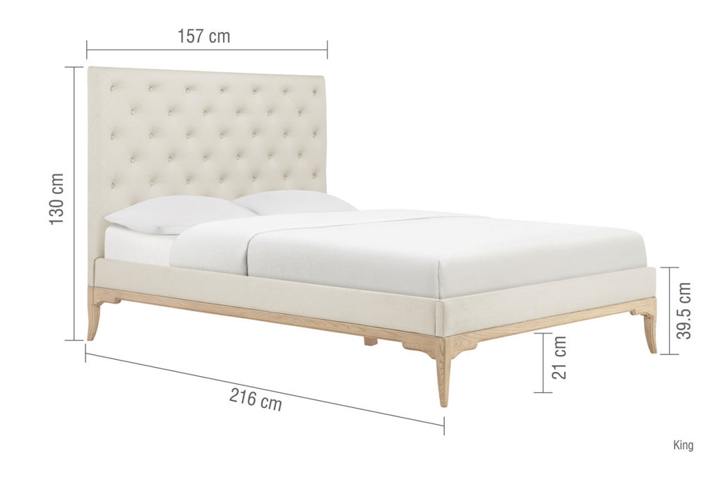 Willis & Gambier Toulon Cream Wooden Bed Frame Kingsize Dimensions