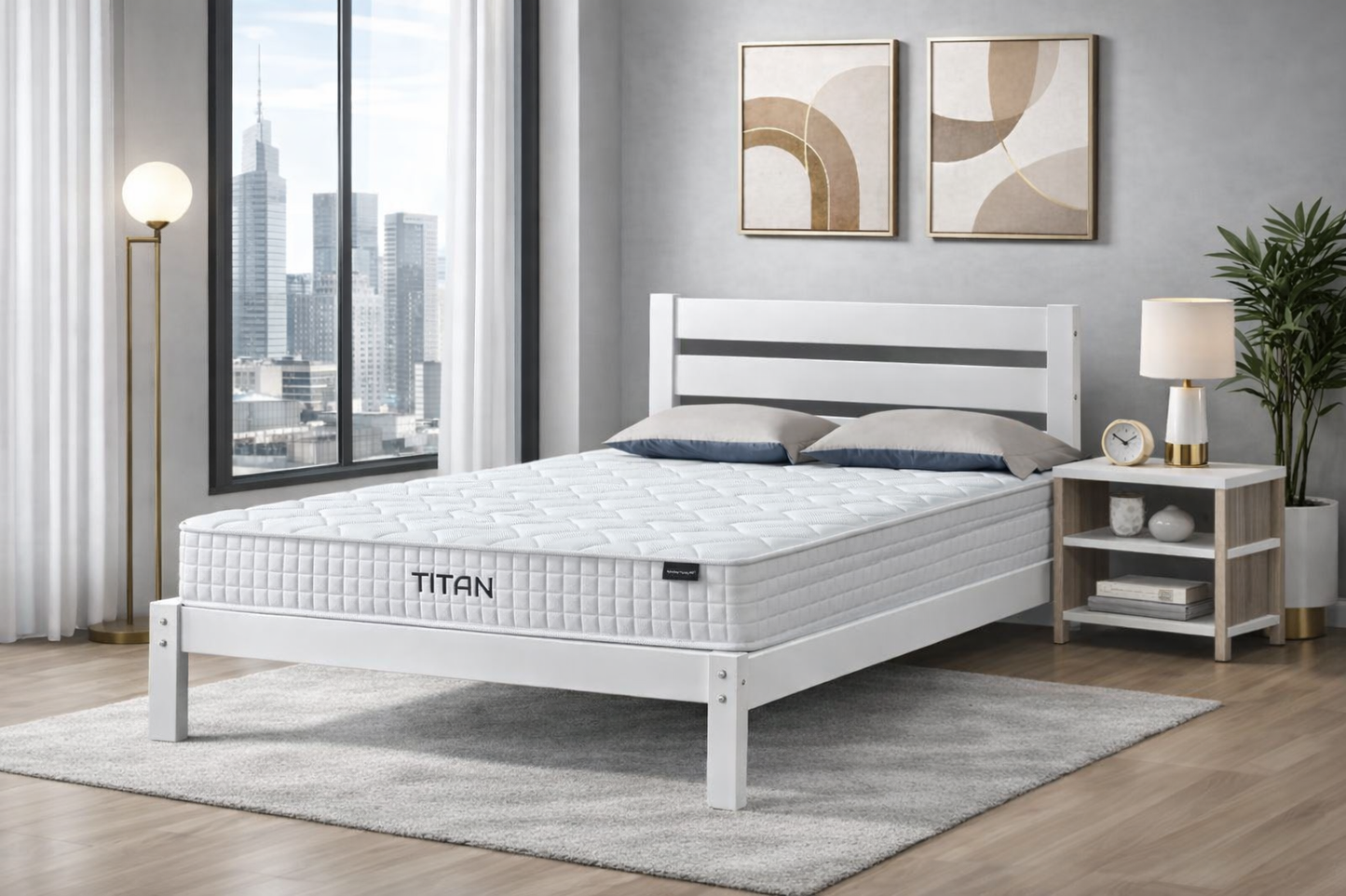 Titan Pocket Memory 800 Mattress & Tulsa Wooden Bed Frame Bundle - Single