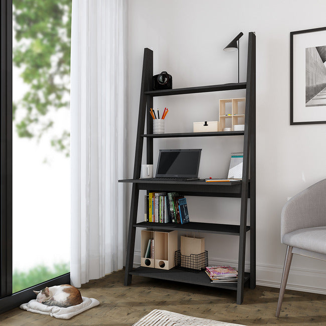 Luminosa Living Tiffin Shelving Unit With Desk - Black