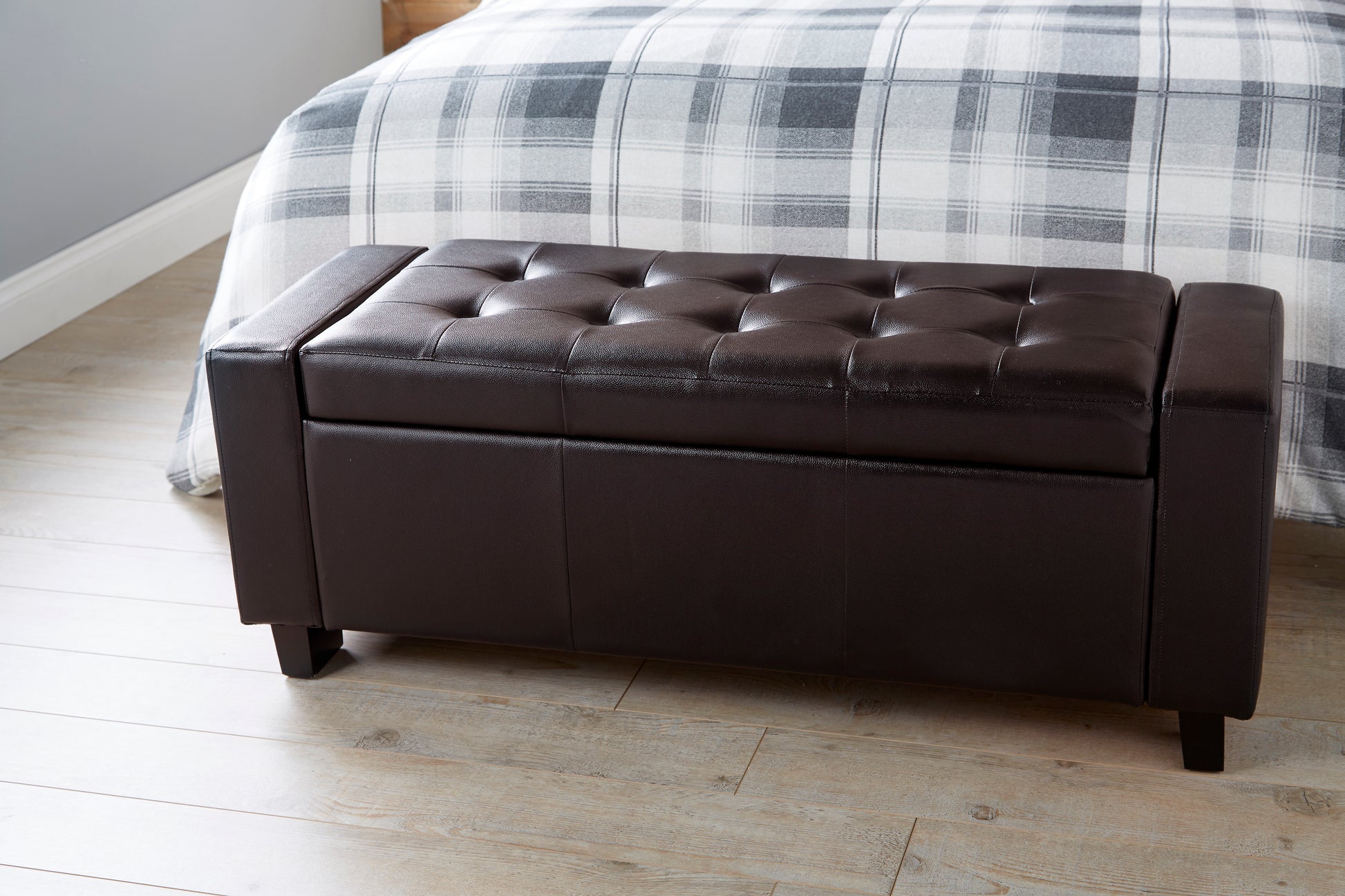 GFW Verona Faux Leather Blanket Box Bench - Brown 2