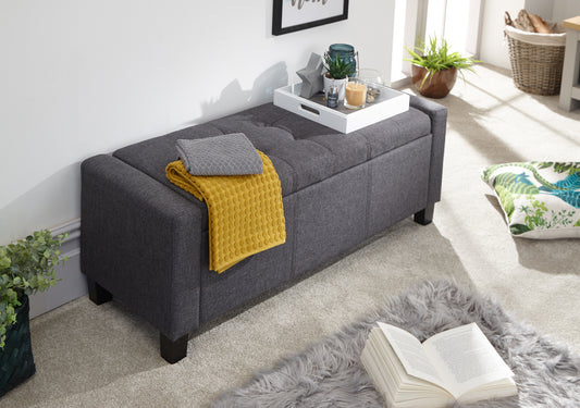 GFW Verona Fabric Blanket Box Bench - Charcoal