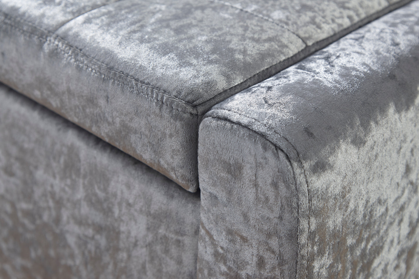 GFW Verona Crushed Velvet Blanket Box Bench - Grey 3