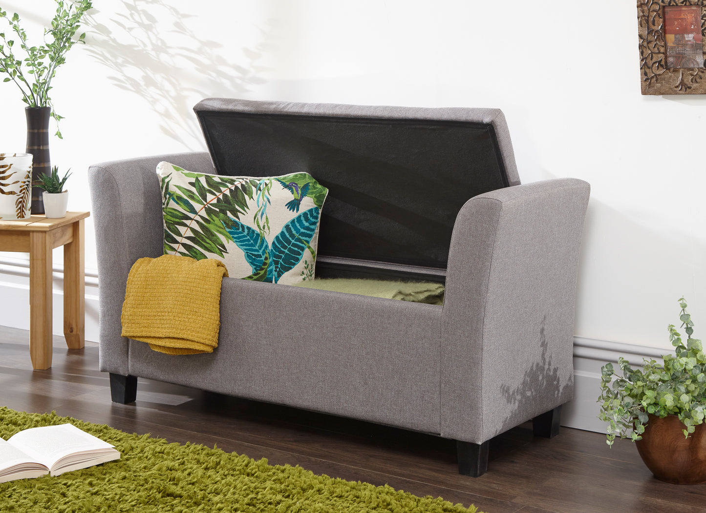 GFW Verona Fabric Blanket Box - Grey 2