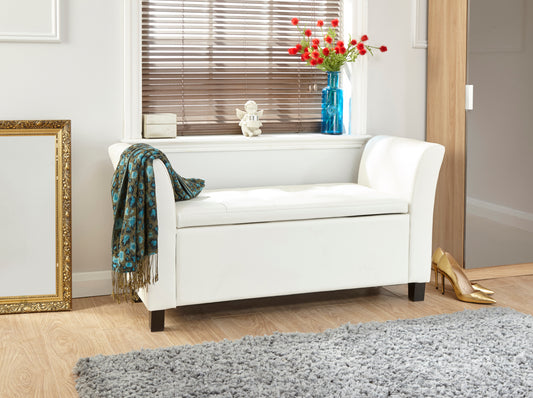 GFW Verona Leather Blanket Box - White 