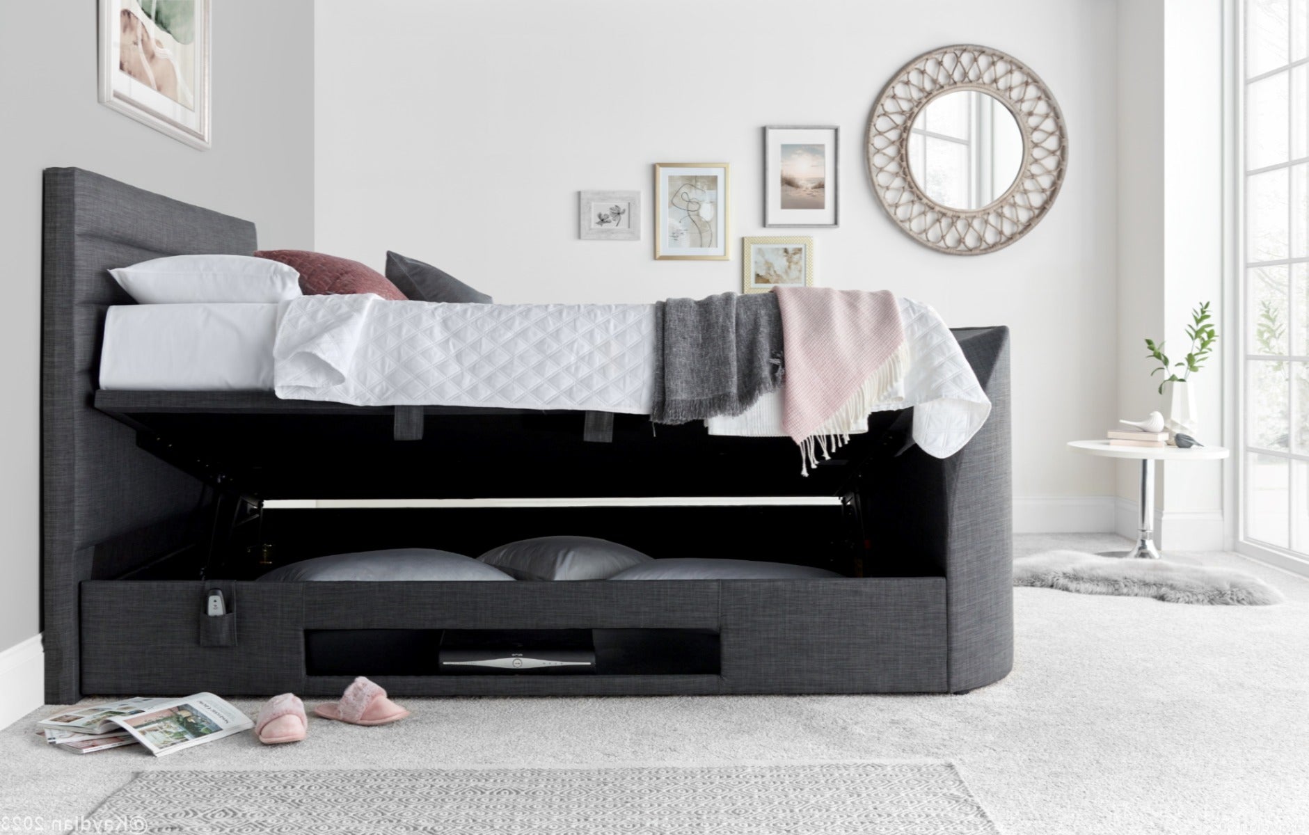 Kaydian Appleton TV Ottoman Bed - Pendle Slate