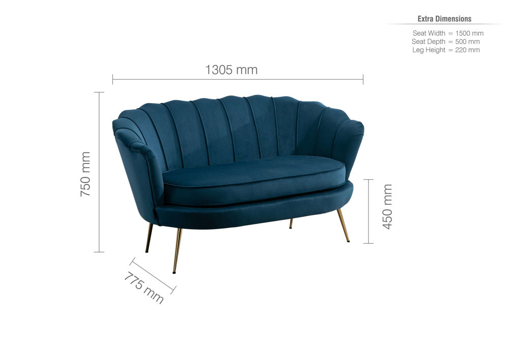 Birlea Ariel 2 Seater Sofa - Blue