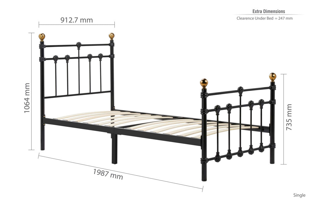 Birlea Atlas Bed Frame - Black single