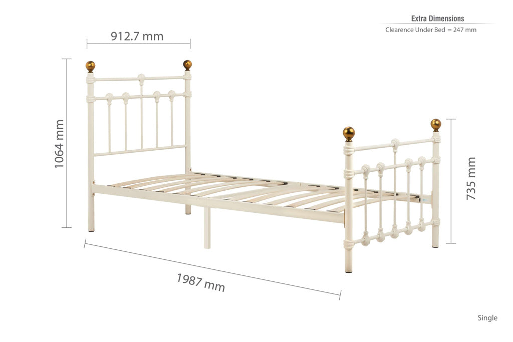 Birlea Atlas Bed Frame - Cream single