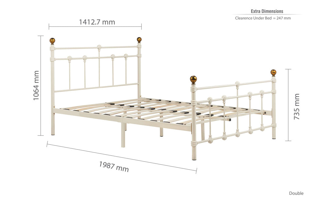 Birlea Atlas Bed Frame - Cream double