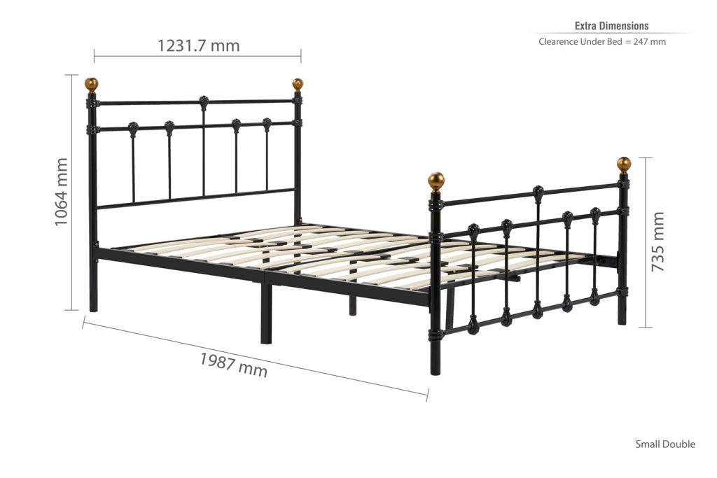 Birlea Atlas Bed Frame - Black small double