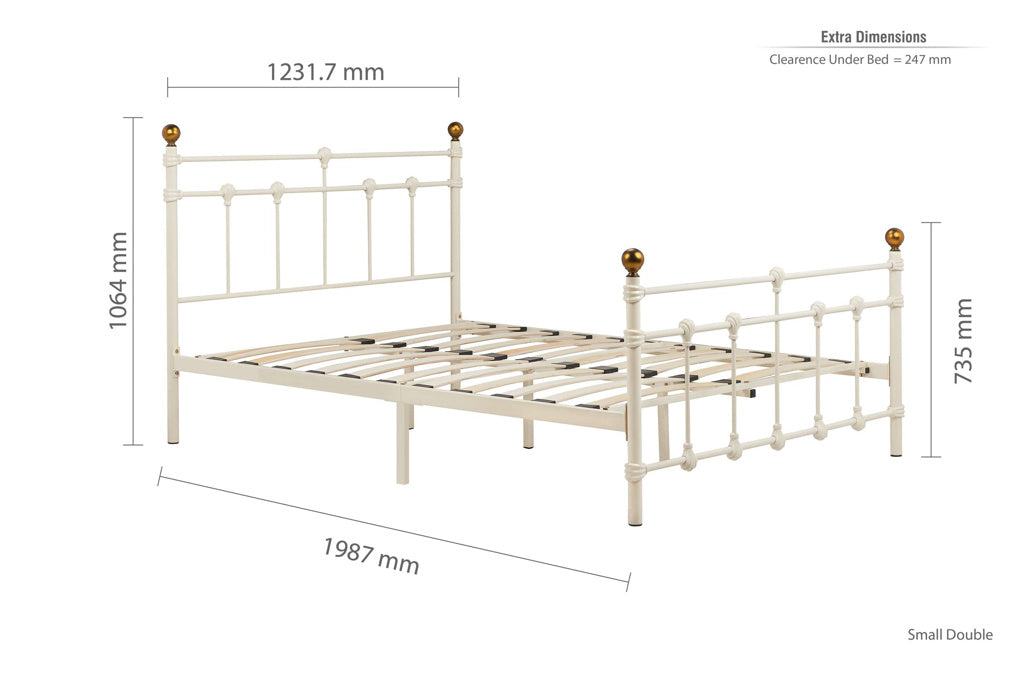 Birlea Atlas Bed Frame - Cream small double