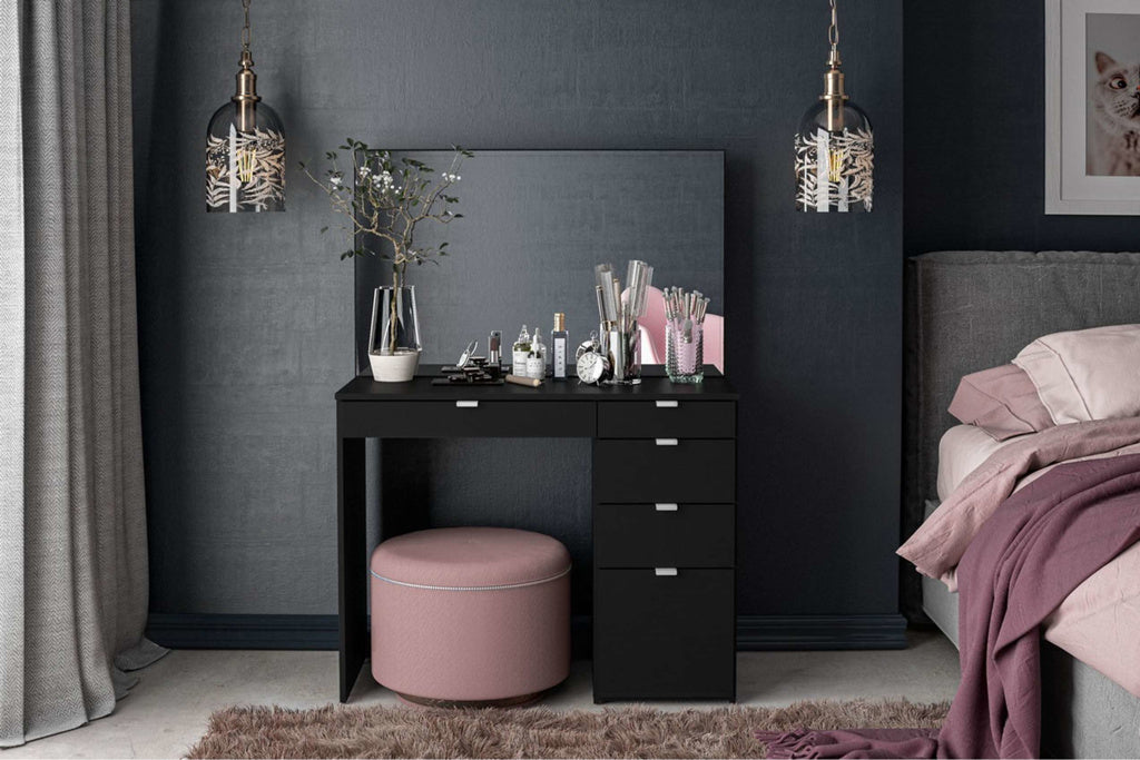 Birlea Ava 5 Drawer Dressing Table & Mirror Set - Black