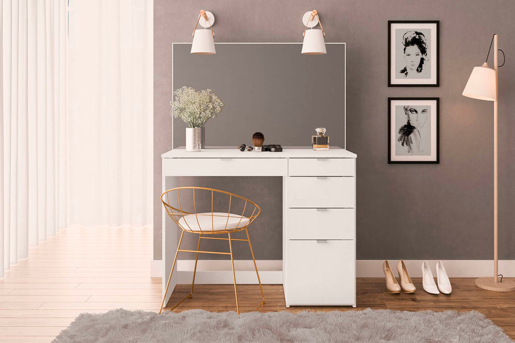 Birlea Ava 5 Drawer Dressing Table & Mirror Set - White