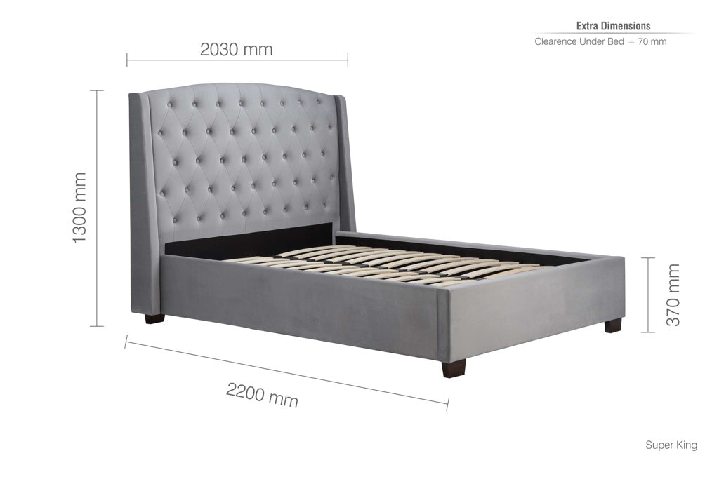 Birlea Balmoral Grey Velvet Bed Frame - Superking 3