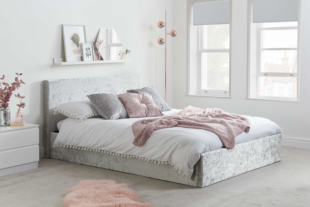 Birlea Berlin Ottoman Bed Frame - Steel Crushed Velvet