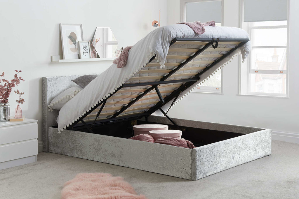 Birlea Berlin Ottoman Bed Frame - Steel Crushed Velvet 2