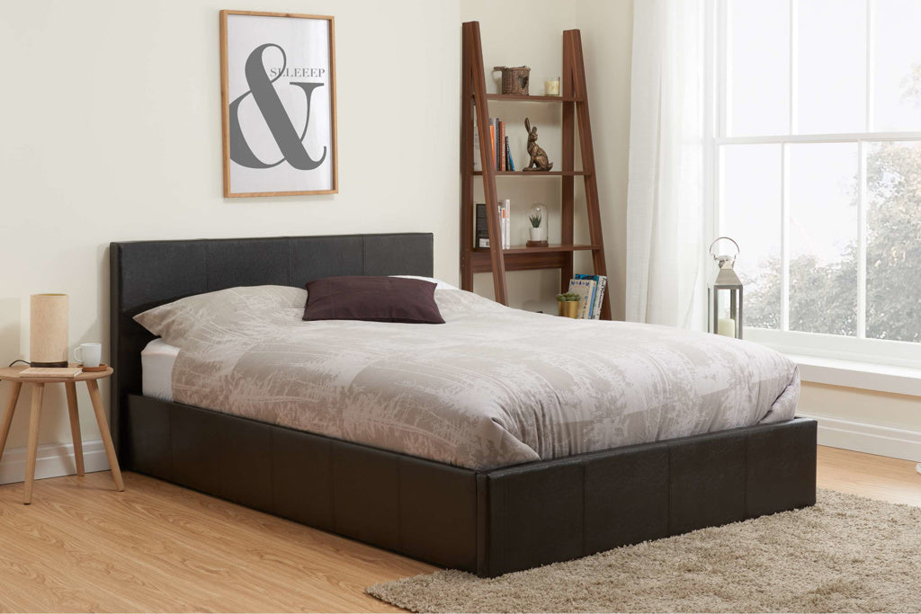 Birlea Berlin Ottoman Bed Frame Brown Faux Leather Bed Factory Direct