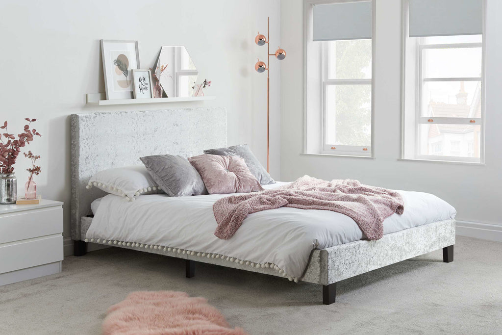 Birlea Berlin Crushed Velvet Bed - Steel