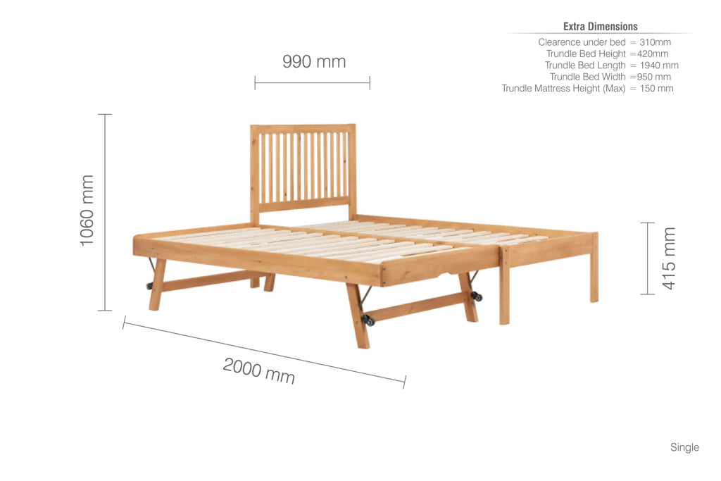 Birlea Buxton Guest Trundle Bed - Pine 4