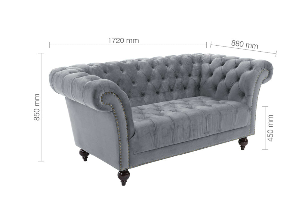 Birlea Chester 2 Seater Sofa - Grey 4