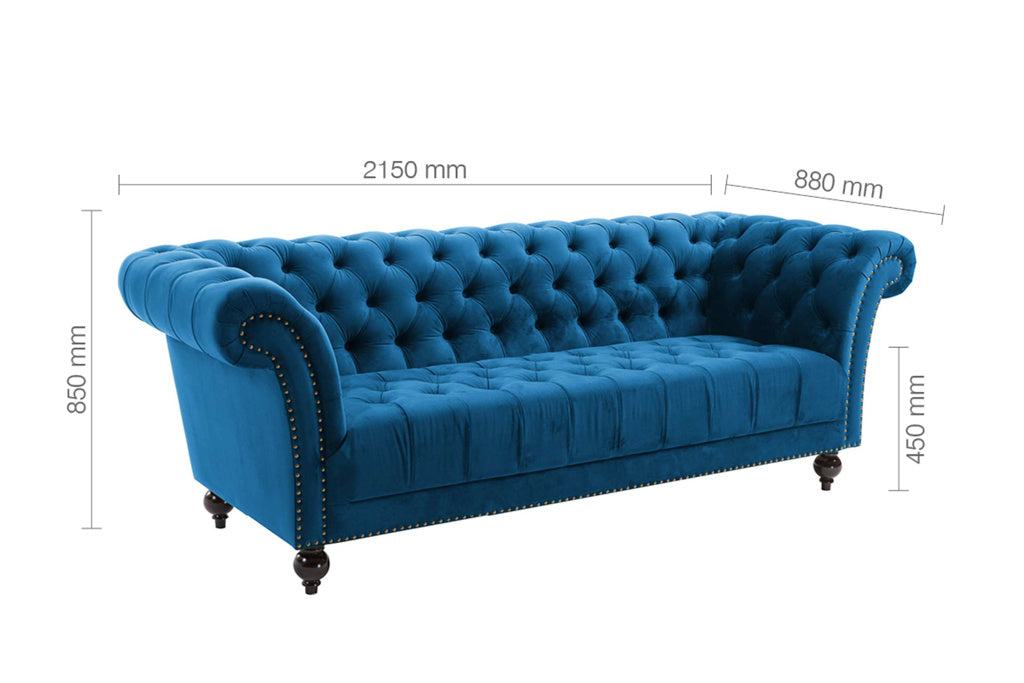 Birlea Chester 3 Seater Sofa - Blue 4