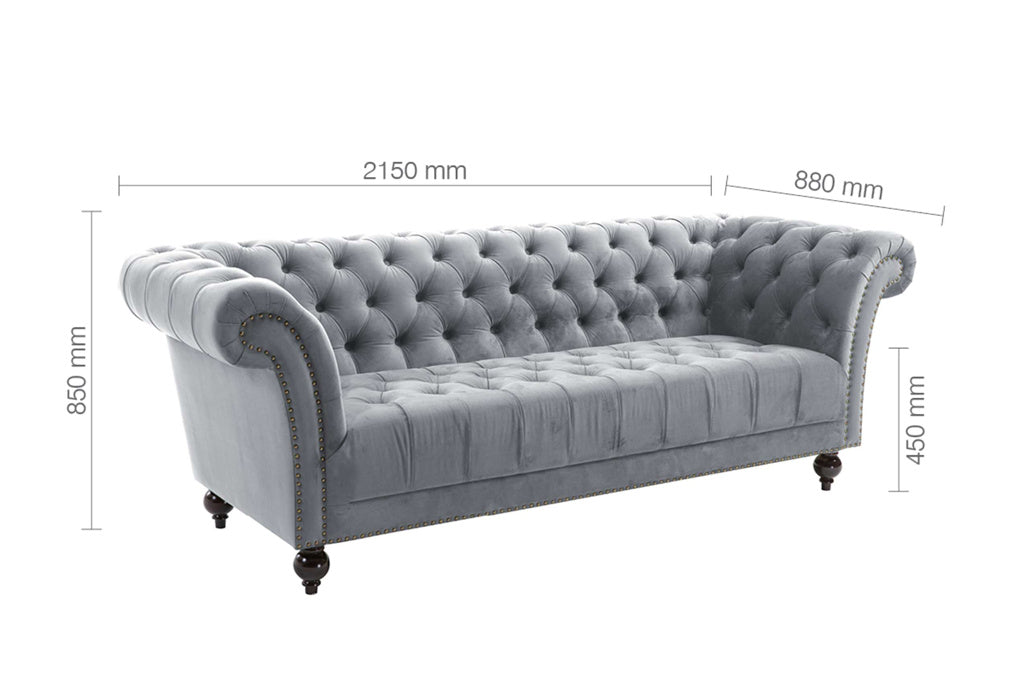 Birlea Chester 3 Seater Sofa - Grey 4