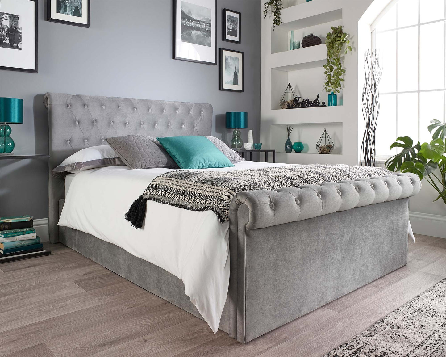 Triton Fabric Side Opening Ottoman Bed - Double