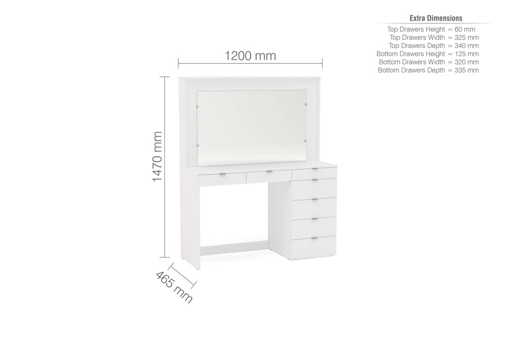 Birlea Chloe 7 Drawer Dressing Table And Mirror 4