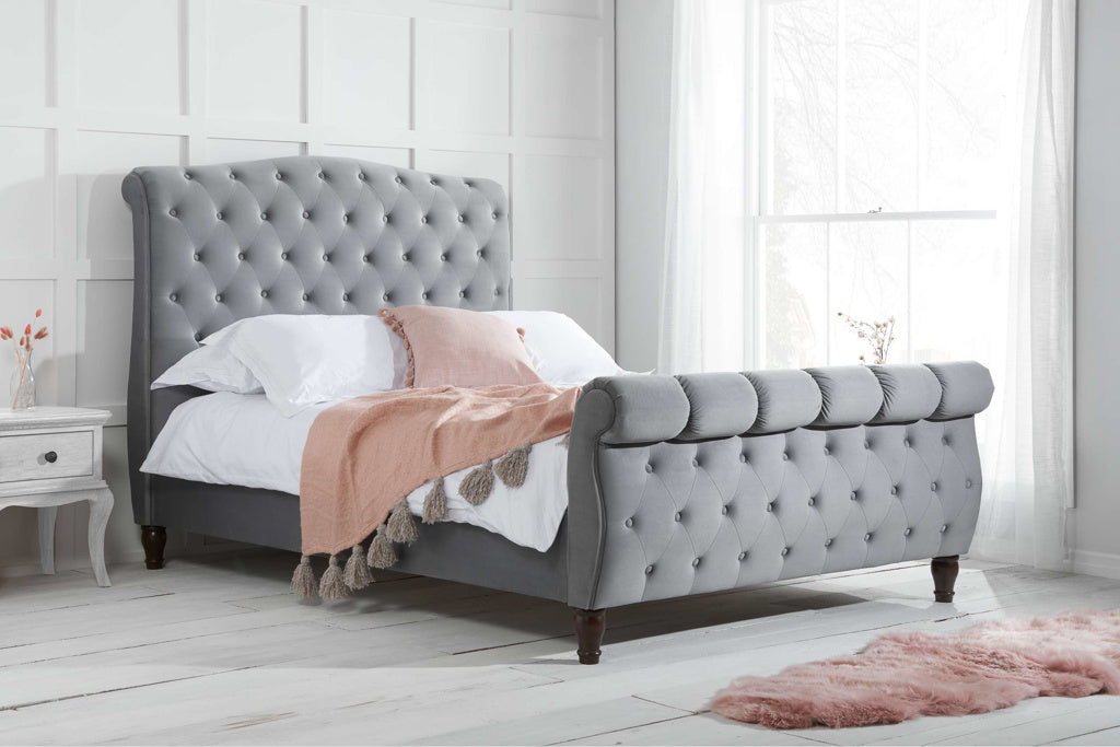 Birlea Colorado Grey Fabric Sleigh Bed - Kingsize