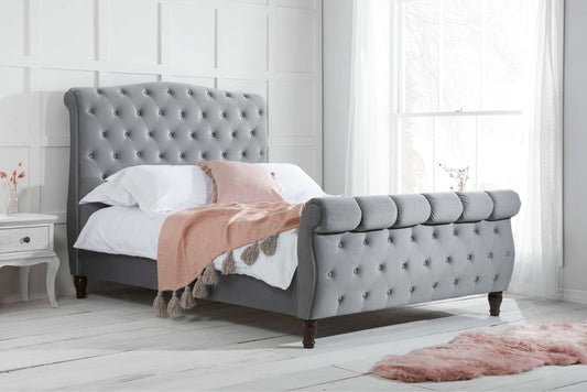 Birlea Colorado Grey Fabric Sleigh Bed - Kingsize