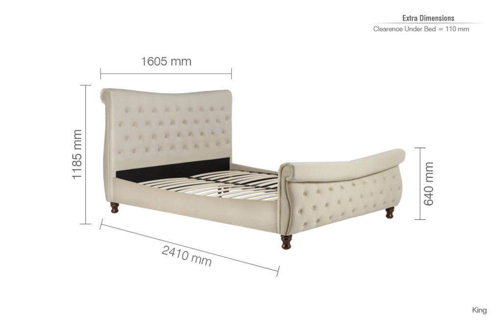 Birlea Copenhagen Stone Fabric Bed Frame - Kingsize 4