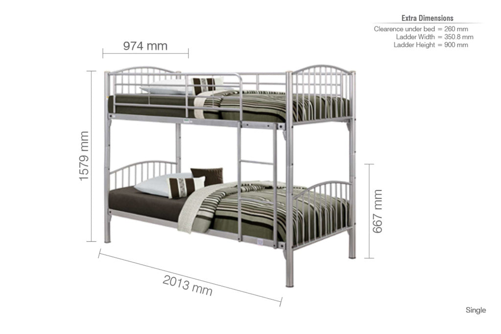 Birlea Corfu Silver Metal Bunk Bed 4