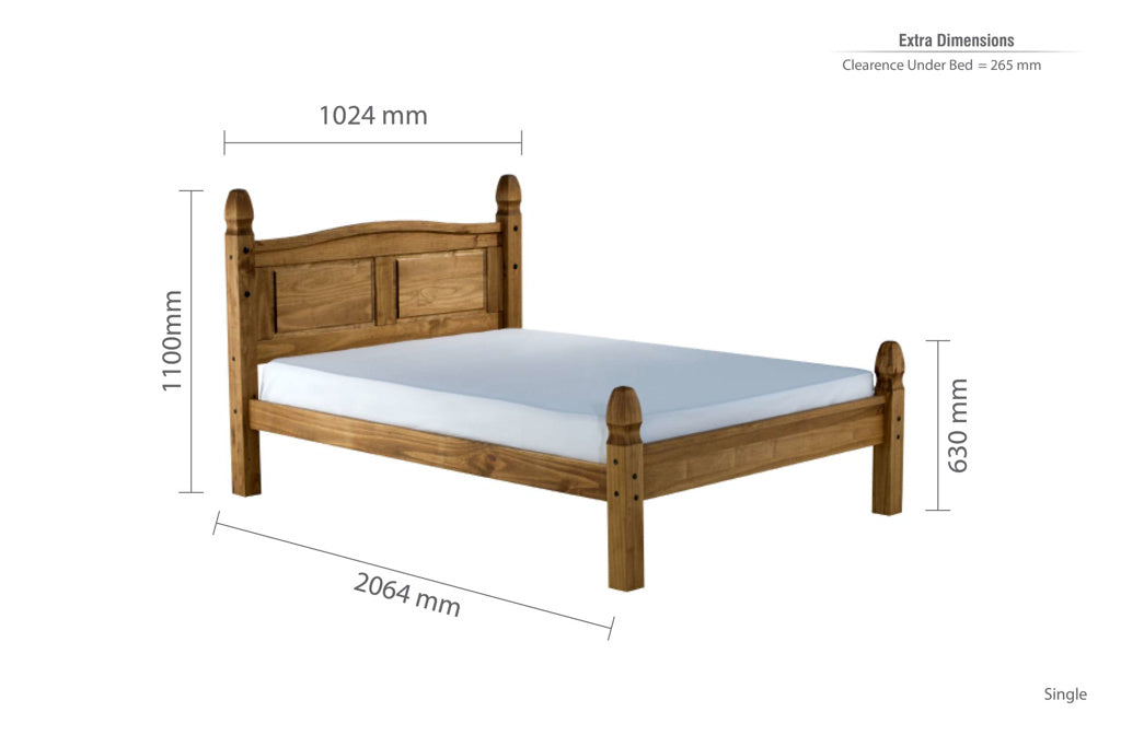 Birlea Corona Waxed Pine Wooden Low End Bed Frame - Single 4